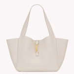 Saint Laurent LE 5 A 7 Bea Tote Bag in White Grained Leather