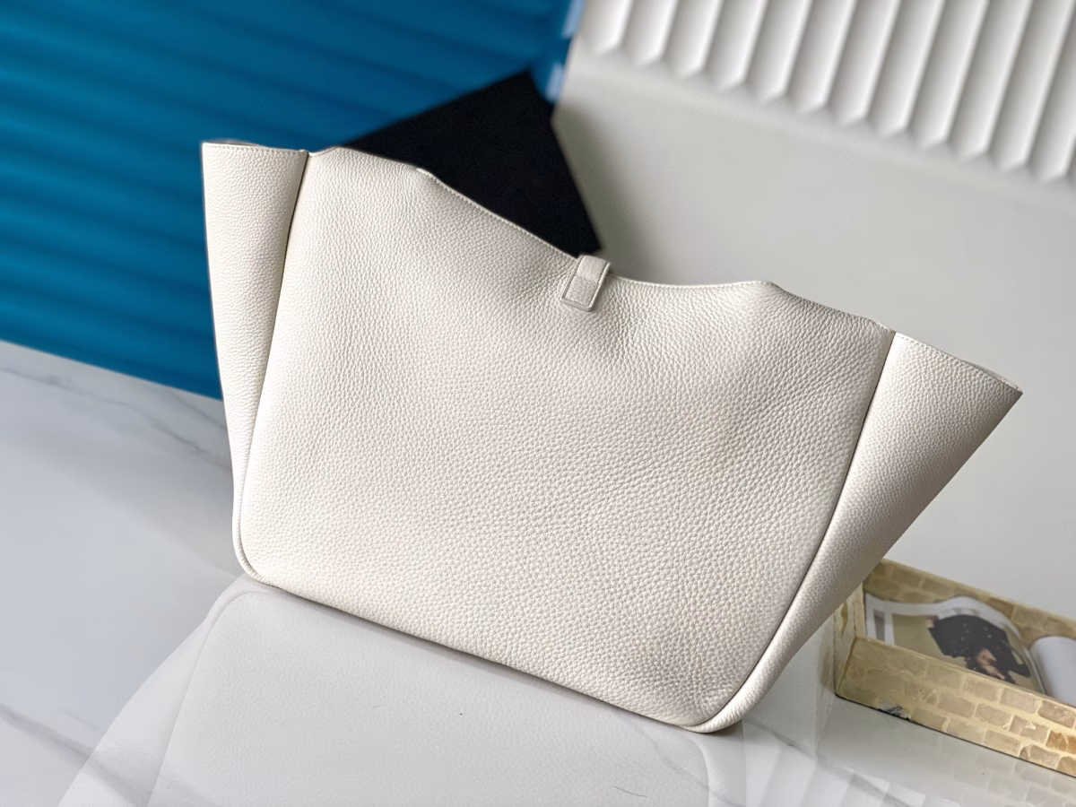 Saint Laurent LE 5 A 7 Bea Tote Bag in White Grained Leather - Image 9