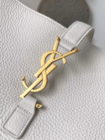 Saint Laurent LE 5 A 7 Bea Tote Bag in White Grained Leather - Image 7