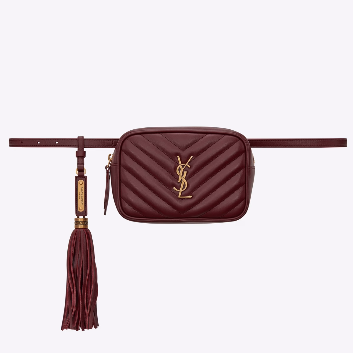 Saint Laurent Lou Belt Bag In Burgundy Calfskin - Image 1