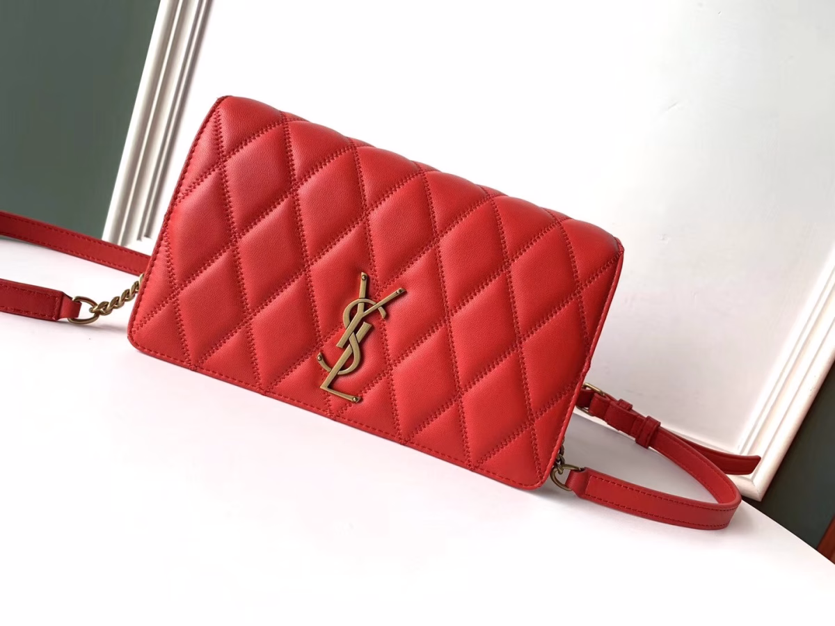 Saint Laurent Angie Chain Bag In Red Diamond Lambskin - Image 2