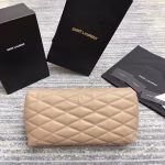 Saint Laurent Sade Puffer Envelope Clutch In Beige Lambskin - Image 10