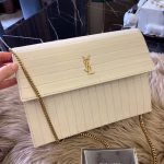 Saint Laurent Victoire Chain Bag In Ivory Crinkled Leather - Image 3