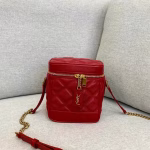 Saint Laurent 80's Vanity Bag In Red Quilted Grained Leather - Image 7