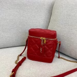 Saint Laurent 80's Vanity Bag In Red Quilted Grained Leather - Image 4