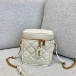 Saint Laurent 80's Vanity Bag In White Quilted Grained Leather - Image 10