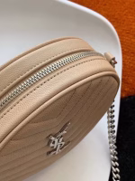 Saint Laurent Vinyle Round Camera Bag In Beige Grained Leather - Image 4