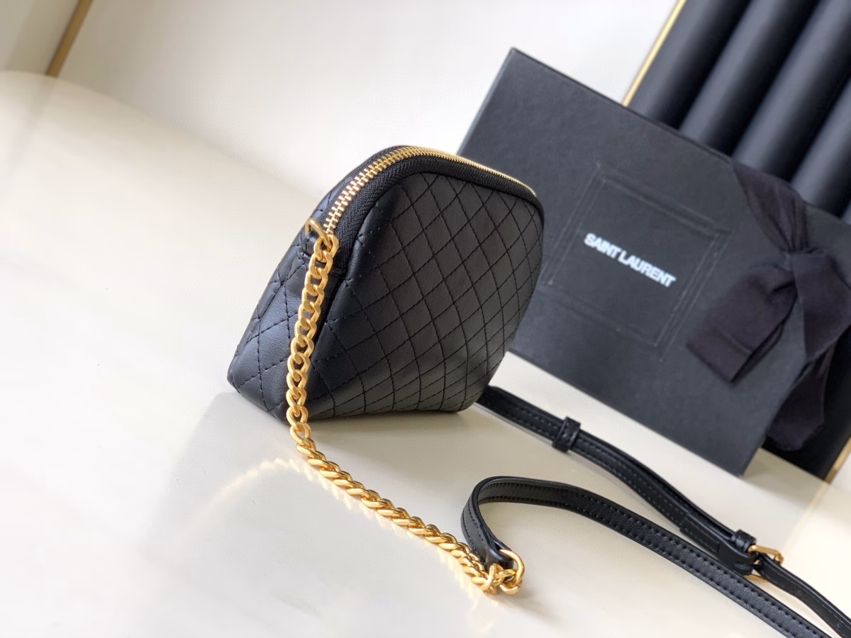 Saint Laurent Gaby Zipped Pouch in Black Quilted Lambskin - Image 6