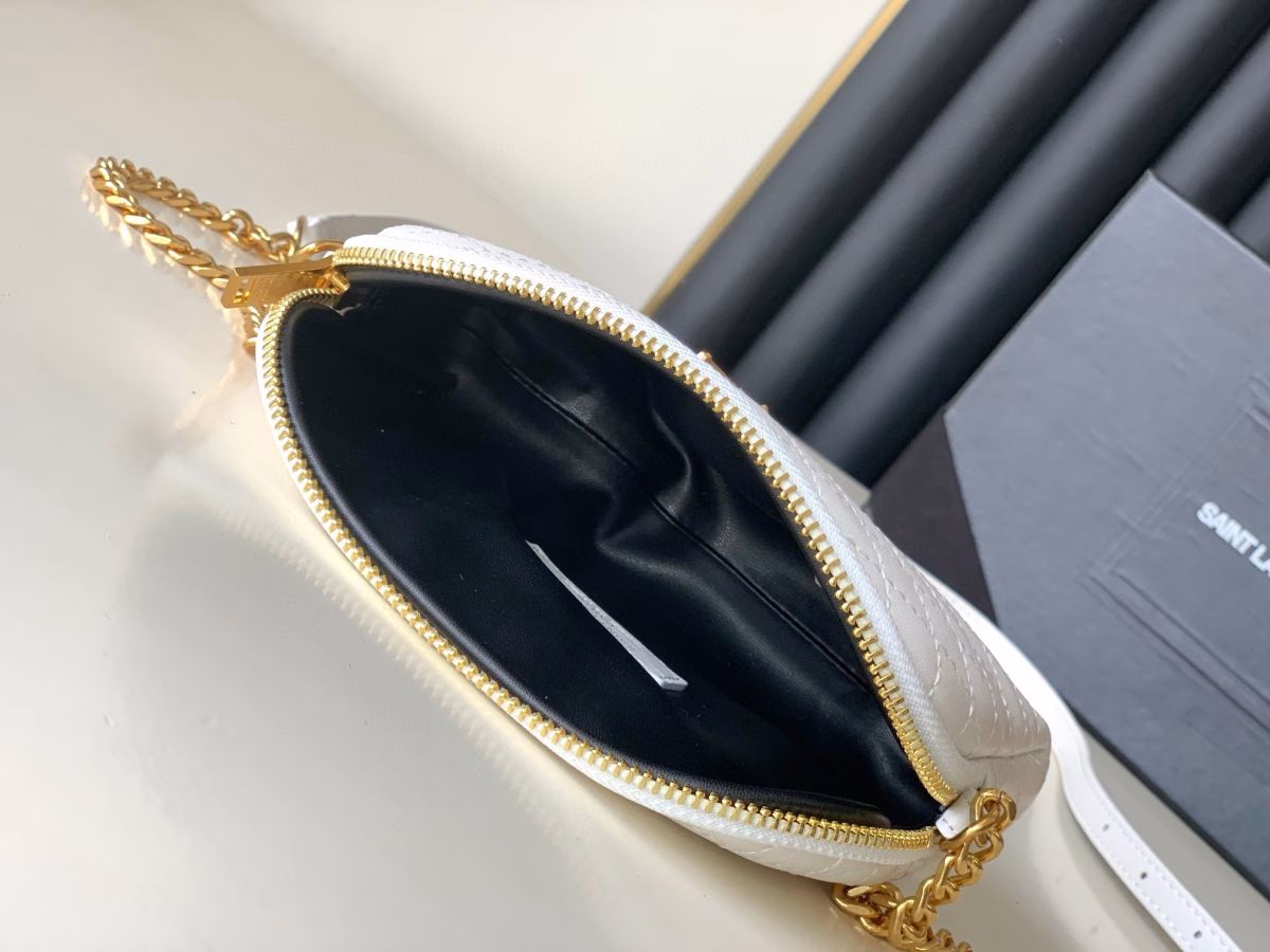 Saint Laurent Gaby Zipped Pouch in White Quilted Lambskin - Image 2