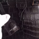 Saint Laurent Small Cabas YSL Bag In Black Crocodile Embossed Leather - Image 4