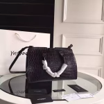 Saint Laurent Small Cabas YSL Bag In Black Crocodile Embossed Leather - Image 6