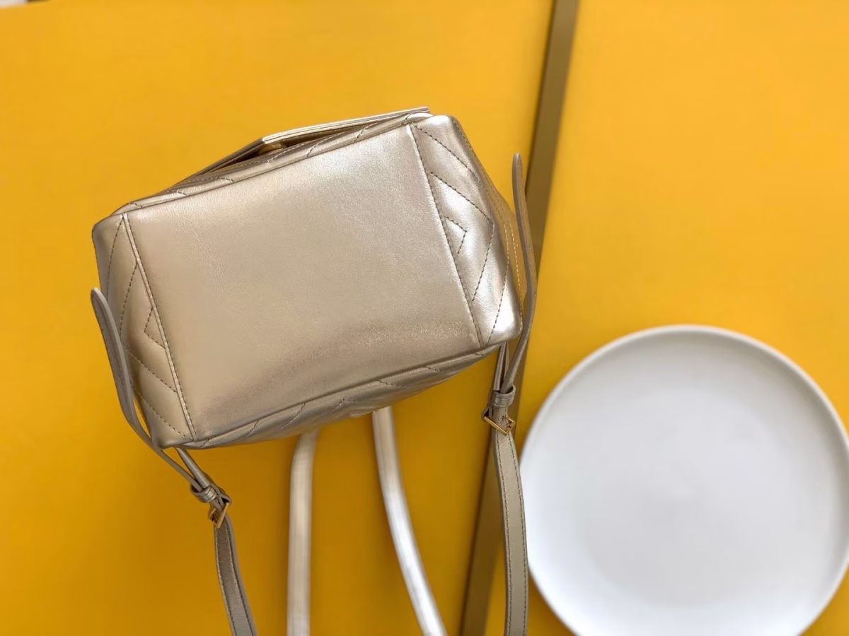 Saint Laurent Joe Backpack In Gold Lame Leather - Image 9