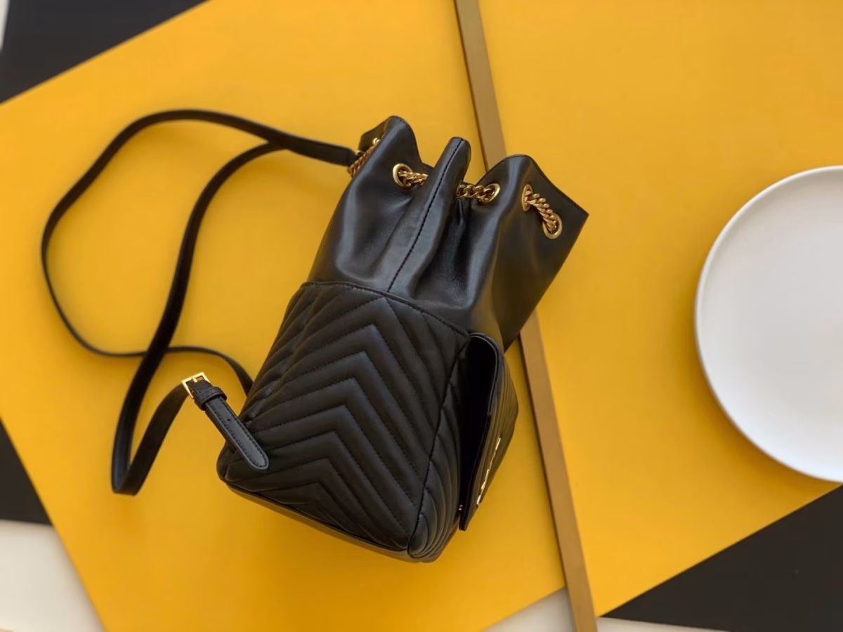 Saint Laurent Joe Backpack In Black Lambskin - Image 7