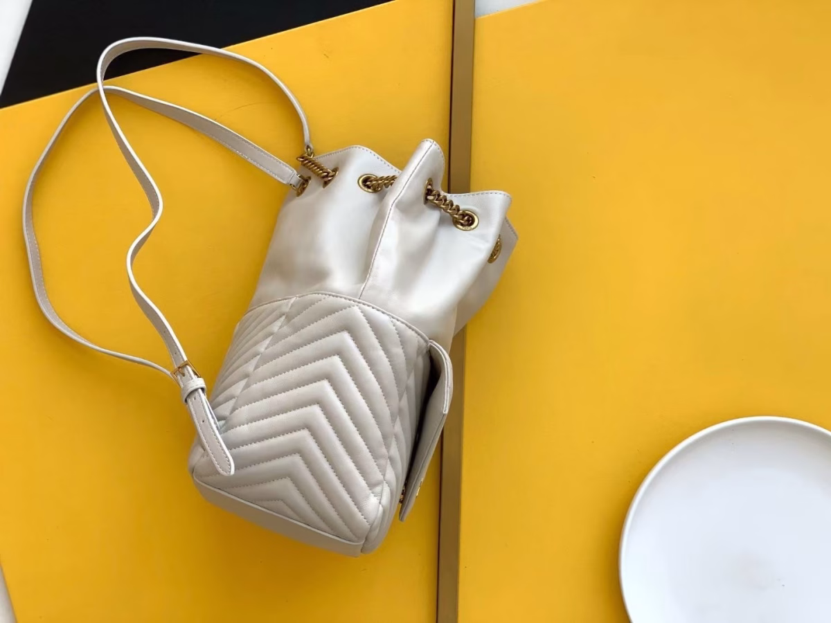 Saint Laurent Joe Backpack In White Lambskin - Image 6