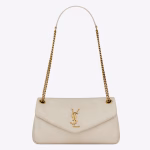 Saint Laurent Calypso Shoulder Bag In White Lambskin