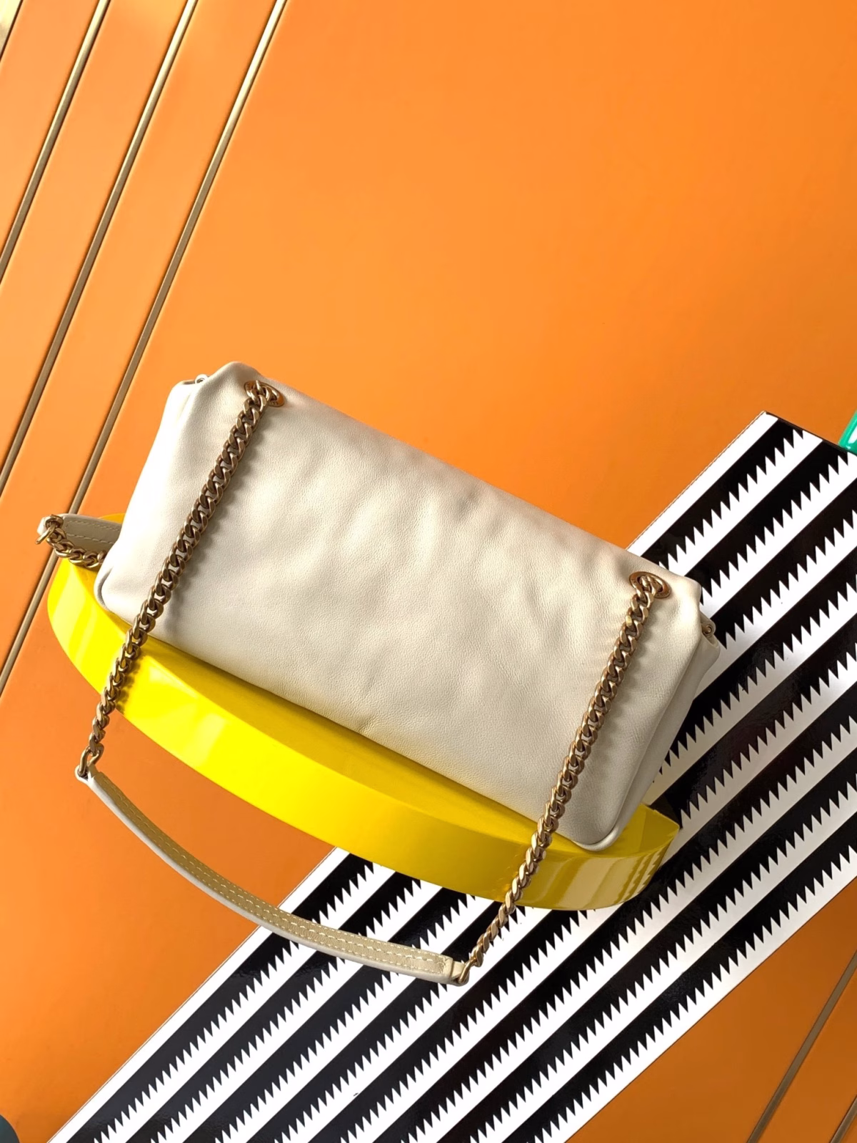 Saint Laurent Calypso Shoulder Bag In White Lambskin - Image 9