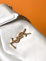 Saint Laurent Calypso Shoulder Bag In White Lambskin - Image 10