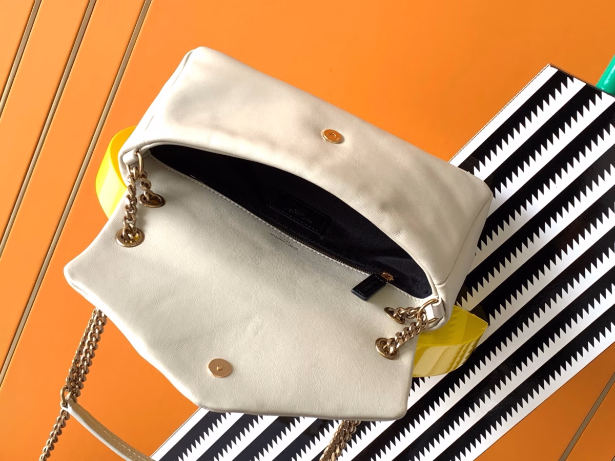 Saint Laurent Calypso Shoulder Bag In White Lambskin - Image 2
