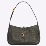 Saint Laurent Le 5 ? 7 Hobo Bag in Green Crocodile Embossed Leather