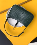 Saint Laurent Le 5 ? 7 Hobo Bag in Green Crocodile Embossed Leather - Image 3