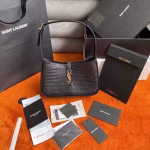 Saint Laurent Le 5 ¨¤ 7 Hobo Bag In Black Crocodile-embossed Leather - Image 10
