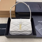Saint Laurent Le 57 Hobo Bag in White Quilted Lambskin - Image 6