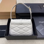 Saint Laurent Le 57 Hobo Bag in White Quilted Lambskin - Image 7