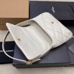 Saint Laurent Le 57 Hobo Bag in White Quilted Lambskin - Image 10