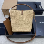 Saint Laurent Le 37 Bucket Bag in Natural Woven Raffia - Image 2