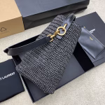 Saint Laurent Le 37 Bucket Bag in Black Woven Raffia - Image 10