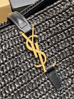 Saint Laurent Le 37 Bucket Bag in Black Woven Raffia - Image 7