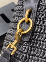 Saint Laurent Le 37 Bucket Bag in Black Woven Raffia - Image 9