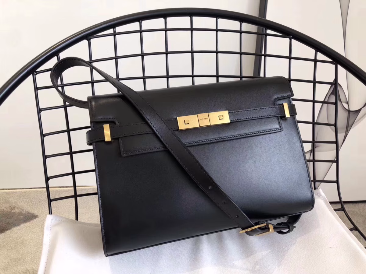 Saint Laurent Manhattan Baguette Bag In Black Calfskin - Image 6