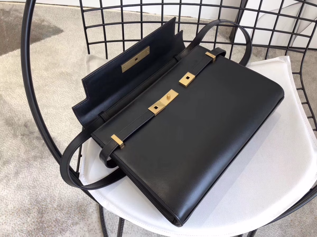Saint Laurent Manhattan Baguette Bag In Black Calfskin - Image 5