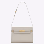 Saint Laurent Manhattan Baguette Bag In White Calfskin