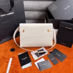 Saint Laurent Manhattan Baguette Bag In White Calfskin - Image 4