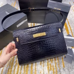 Saint Laurent Manhattan Shoulder Bag In Black Crocodile Embossed Leather - Image 6