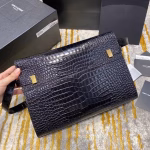 Saint Laurent Manhattan Shoulder Bag In Black Crocodile Embossed Leather - Image 9