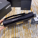 Saint Laurent Manhattan Shoulder Bag In Black Crocodile Embossed Leather - Image 5