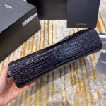 Saint Laurent Manhattan Shoulder Bag In Black Crocodile Embossed Leather - Image 4