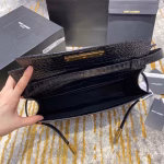 Saint Laurent Manhattan Shoulder Bag In Black Crocodile Embossed Leather - Image 8