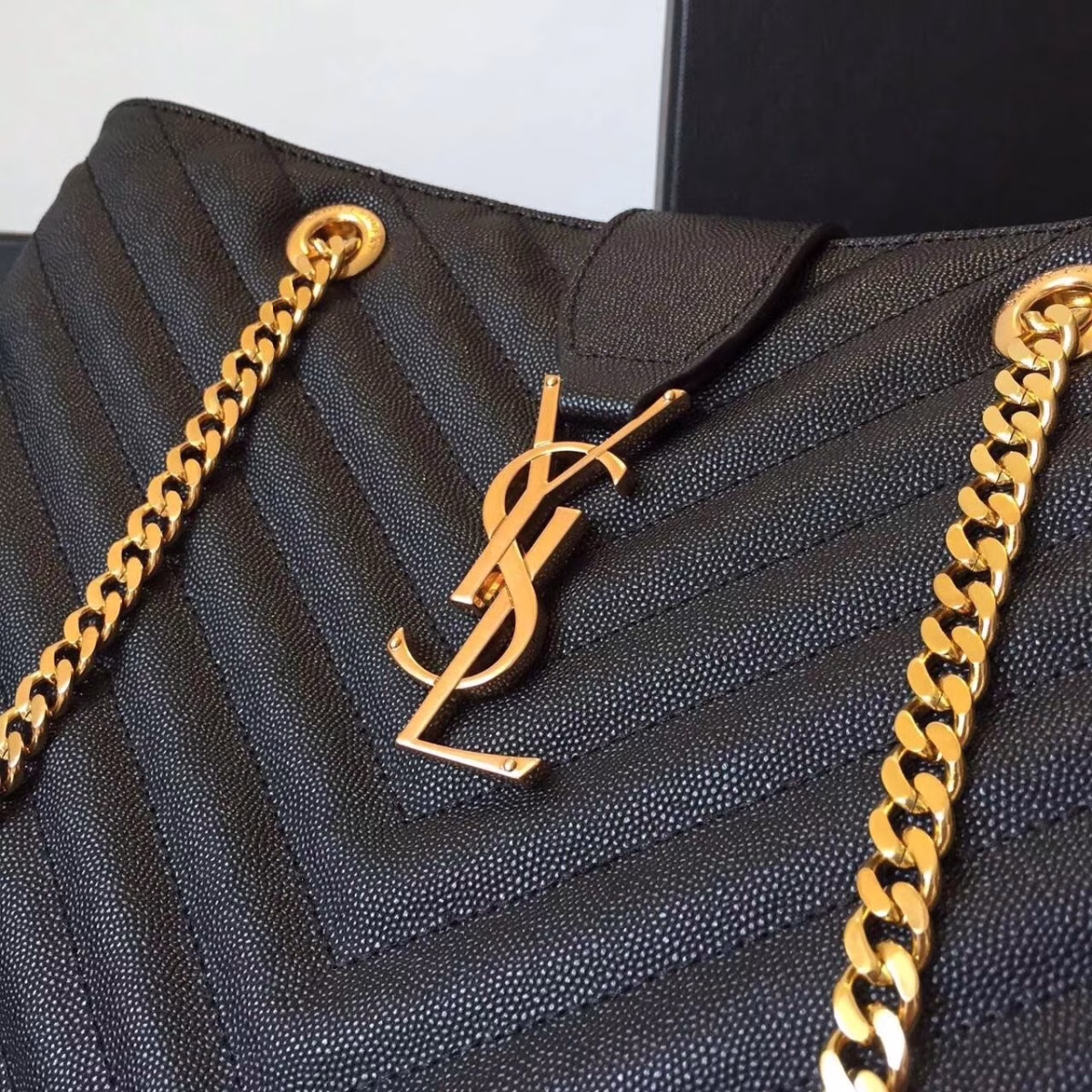 Saint Laurent Monogram Tote Bag In Black Grained Leather - Image 5