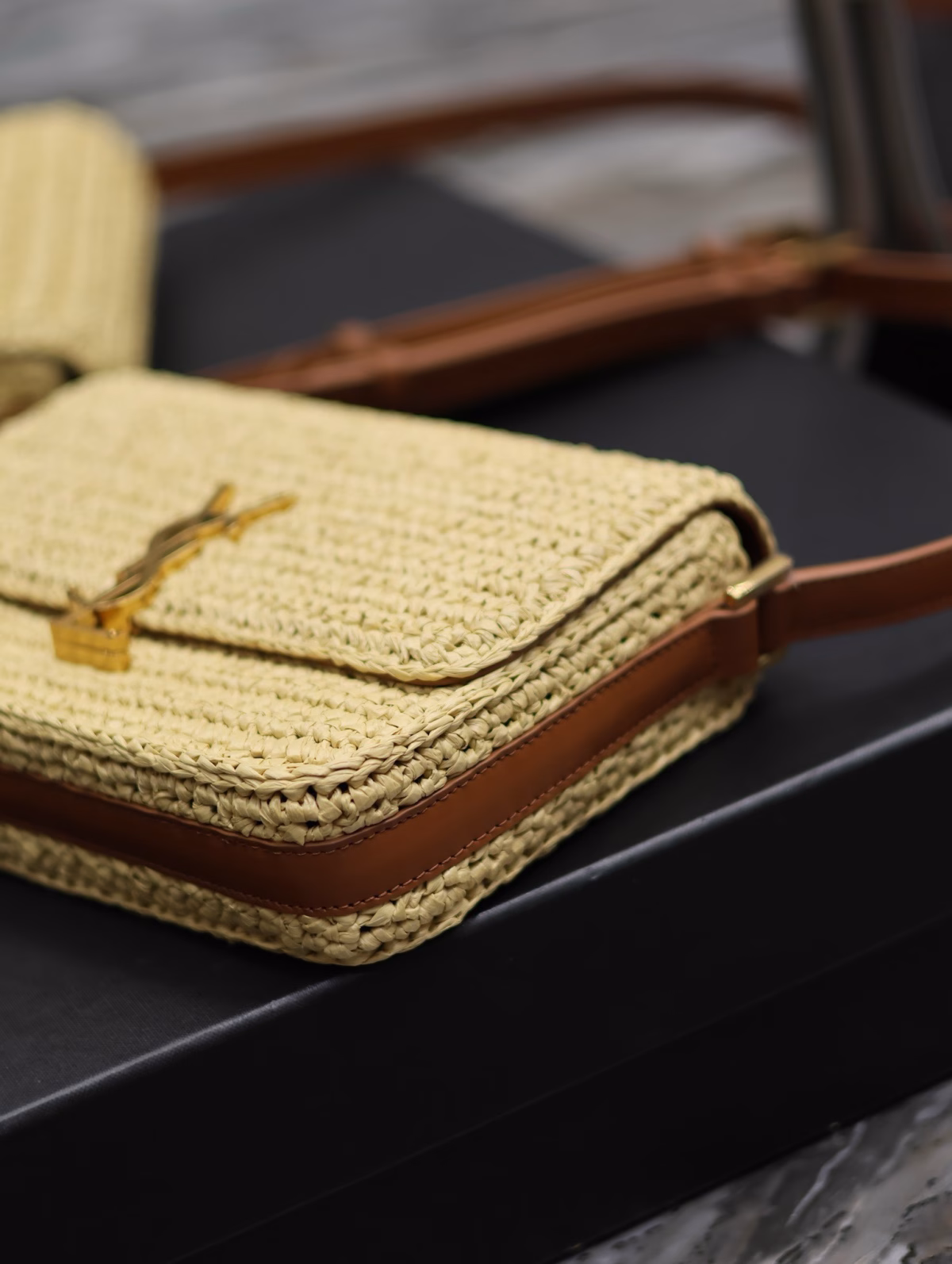 Saint Laurent Medium Solferino Bag in Naturel Raffia - Image 6