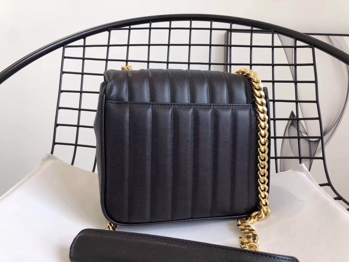 Saint Laurent Medium Vicky Bag In Black Grained Leather - Image 8