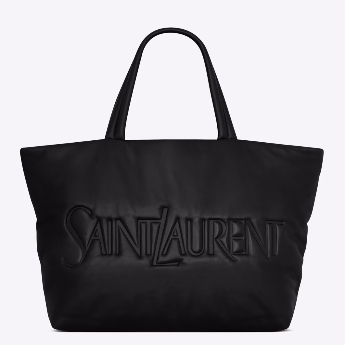 Saint Laurent Wide Puffer Tote Bag in Black Nappa Lambskin - Image 1