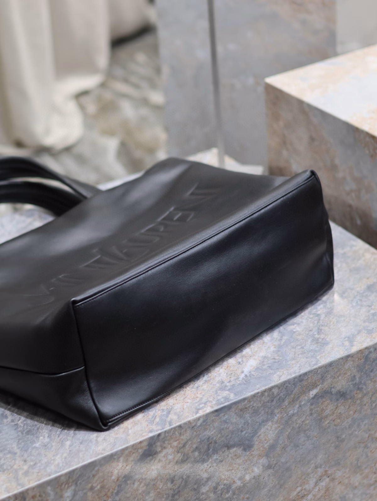Saint Laurent Wide Puffer Tote Bag in Black Nappa Lambskin - Image 3