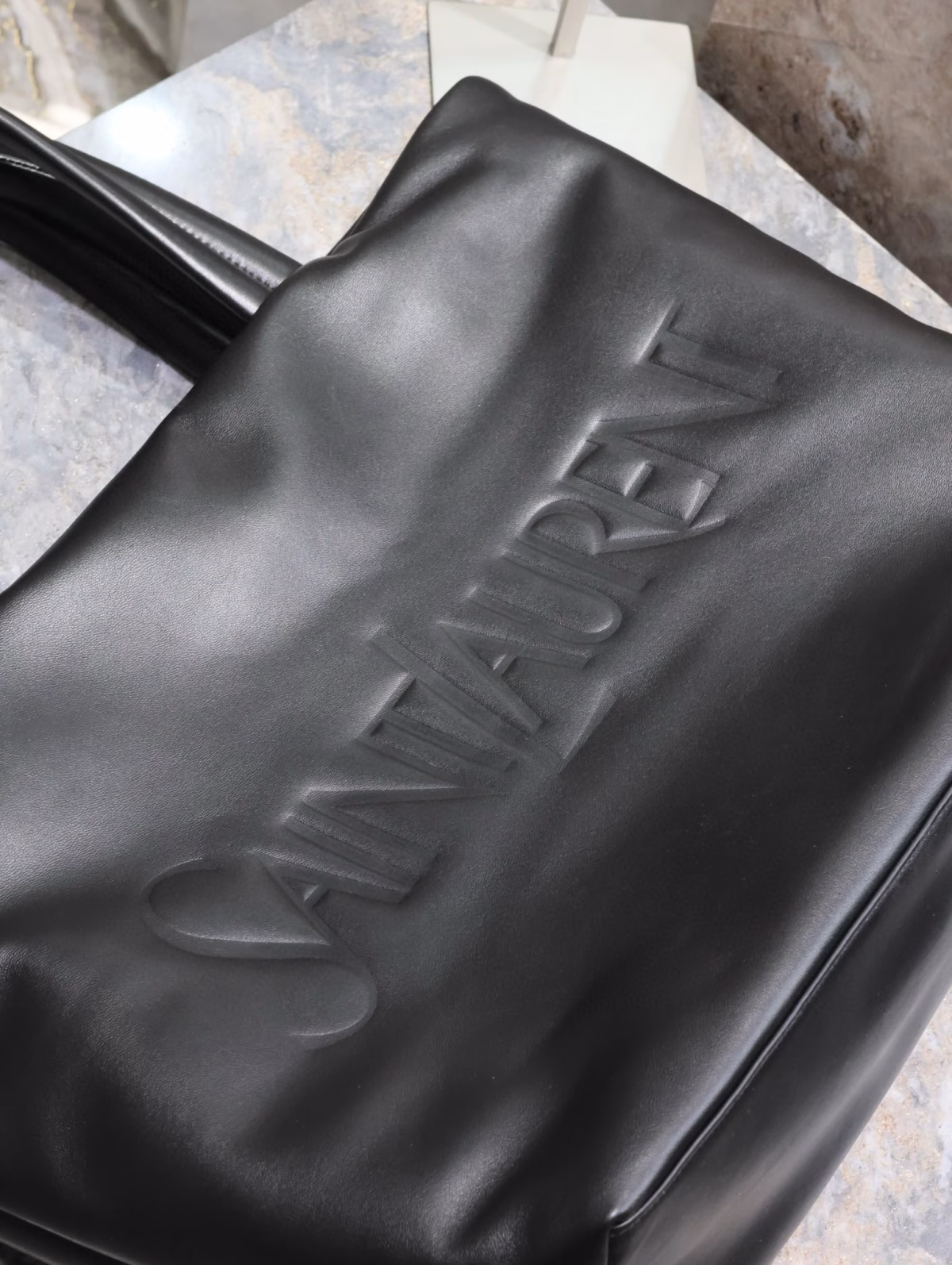 Saint Laurent Wide Puffer Tote Bag in Black Nappa Lambskin - Image 10