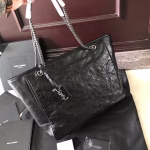 Saint Laurent Niki Shopping Bag In Black Crinkled Calfskin - Image 4