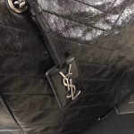 Saint Laurent Niki Shopping Bag In Black Crinkled Calfskin - Image 5
