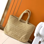 Saint Laurent Rive Gauche Tote Bag in Beige Raffia Crochet - Image 7